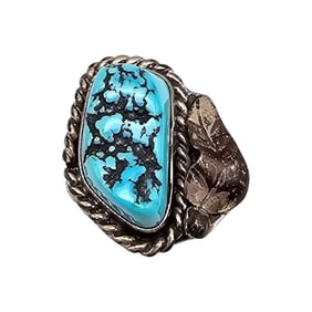 Navajo Sterling Turquoise Ring, Size 4.75