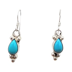 Geraldine James Navajo Sterling Kingman Turquoise Earrings