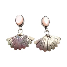 Gary Shorty Navajo Sterling Pink Shell Earrings