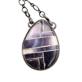 Scott Skeets Navajo Sterling and Purple Shell Necklace