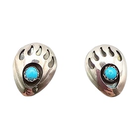 Virginia John Navajo Sterling Kingman Turquoise Earrings