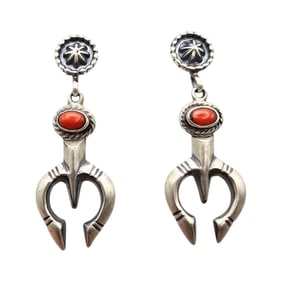 Annie Spencer Navajo Sterling Coral Earrings