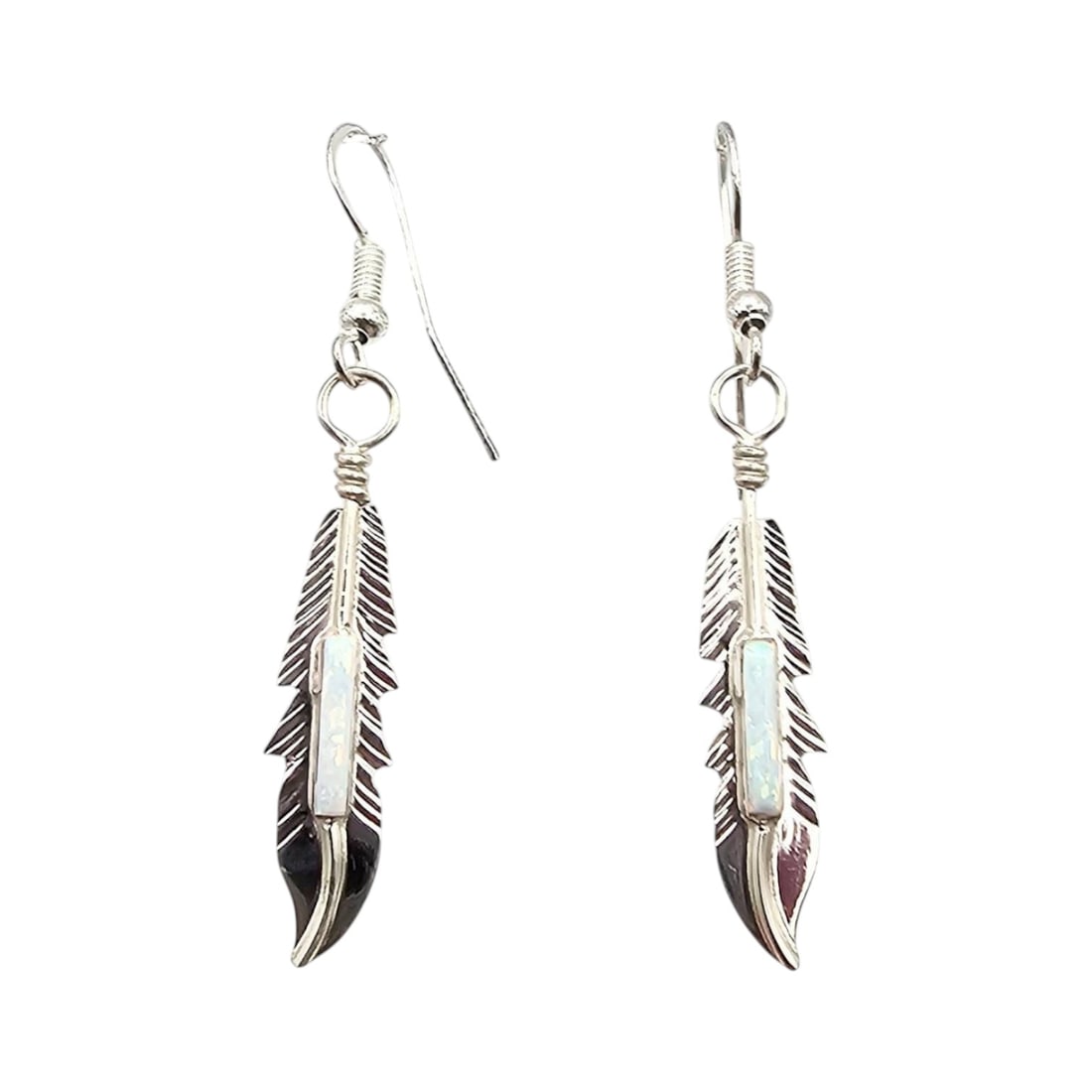 Allen Barney Navajo Feather Opal Earrings (1 of 5)