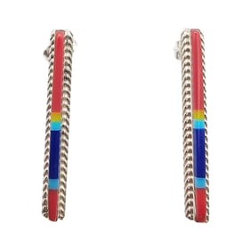 Allen Barney Navajo Sterling Multistone Earrings