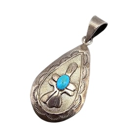 Daniel Mike Sterling Turquoise Pendant, 10g