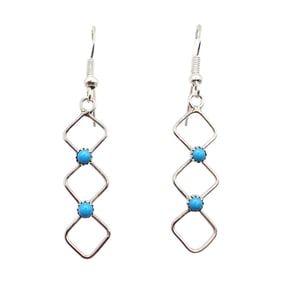 Sylvia Chee Navajo Sterling Kingman Turquoise Earrings