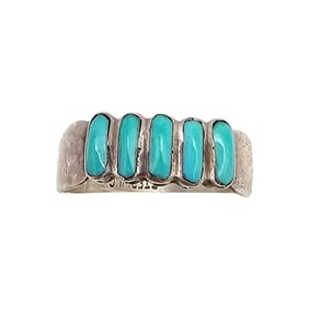 Sterling Native Ring with Turquoise Inlay, Size 7