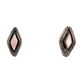 Navajo Sterling and Mother of Pearl Earrings, 1.4g