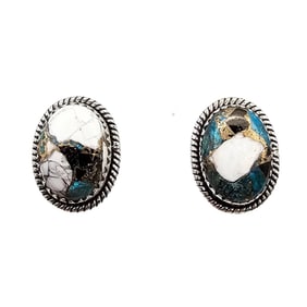 Hada Collection Sterling White Buffalo Turquoise Earrings