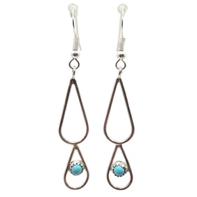 Navajo Dorothy Yazzie Sterling Kingman Turquoise Earrings