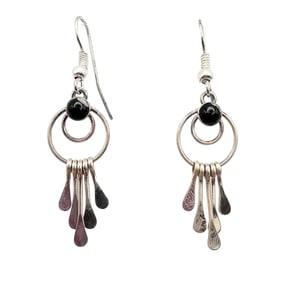 Pam Armstrong Navajo Sterling Black Onyx Earrings