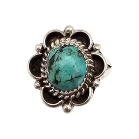 Freda Martinez Navajo Sterling Kingman Turquoise Ring, Size 7
