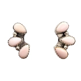 Maxine Ramirez Navajo Sterling Pink Conch Earrings