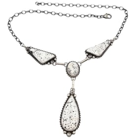 Augustine Largo Navajo Sterling White Buffalo Turquoise Necklace Set