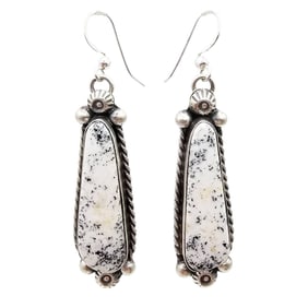 Augustine Largo Navajo Sterling White Buffalo Turquoise Earrings