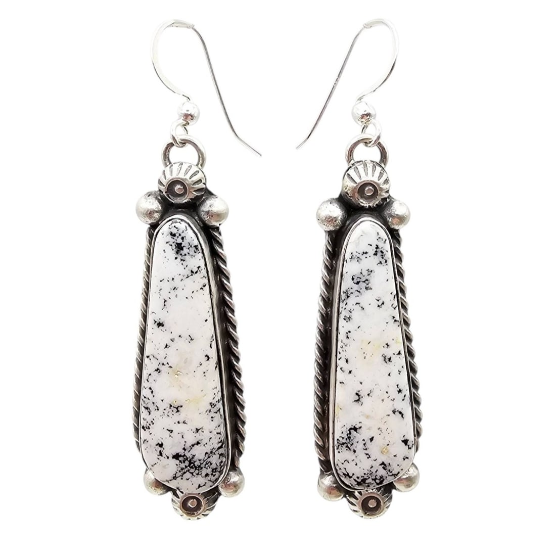 Augustine Largo Navajo Sterling White Buffalo Turquoise Earrings (1 of 5)