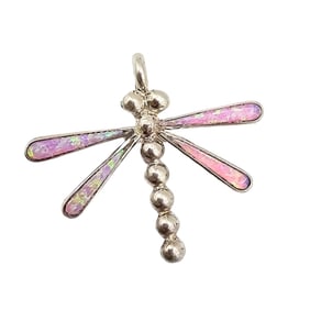 Emma Edaakie Zuni Sterling Opal Dragonfly Pendant