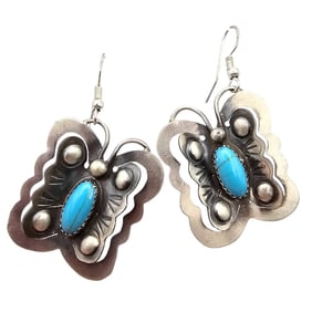 Tonya Yazzie Navajo Sterling Kingman Turquoise Earrings