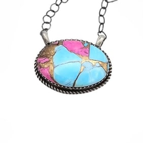 Tia Long Navajo Cotton Candy Sterling Necklace