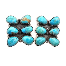Hada Collection Kingman Turquoise Sterling Earrings