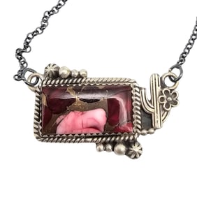 Hada Collection Sterling Rose Dahlia Necklace