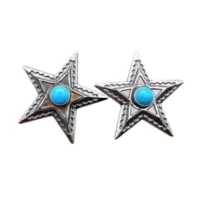 Kingston Sterling Star Turquoise Earrings