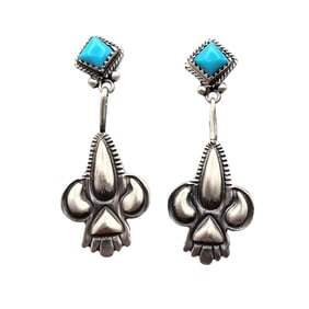 Verley Betone Navajo Sterling and Kingman Turquoise Earrings