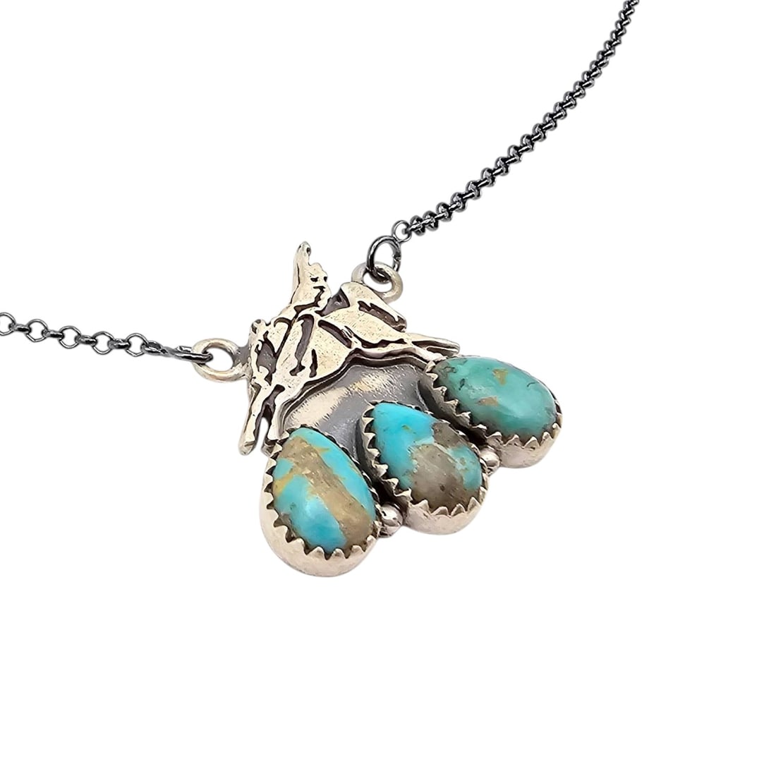 Hada Collection Sterling Necklace with Kingman Turquoise (1 of 5)