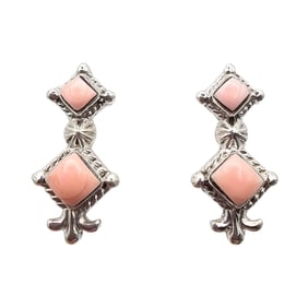 Sadie Jim Navajo Sterling Pink Conch Earrings