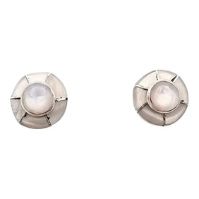 Fred Manuelito Navajo Sterling Mother  Of  Pearl Earrings