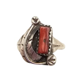 Amy Locasino Zuni Sterling Red Coral Ring, Size 7.5