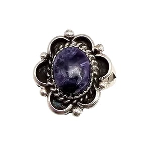 Sterling Navajo Sugilite Ring by Freda Martinez, Size 7
