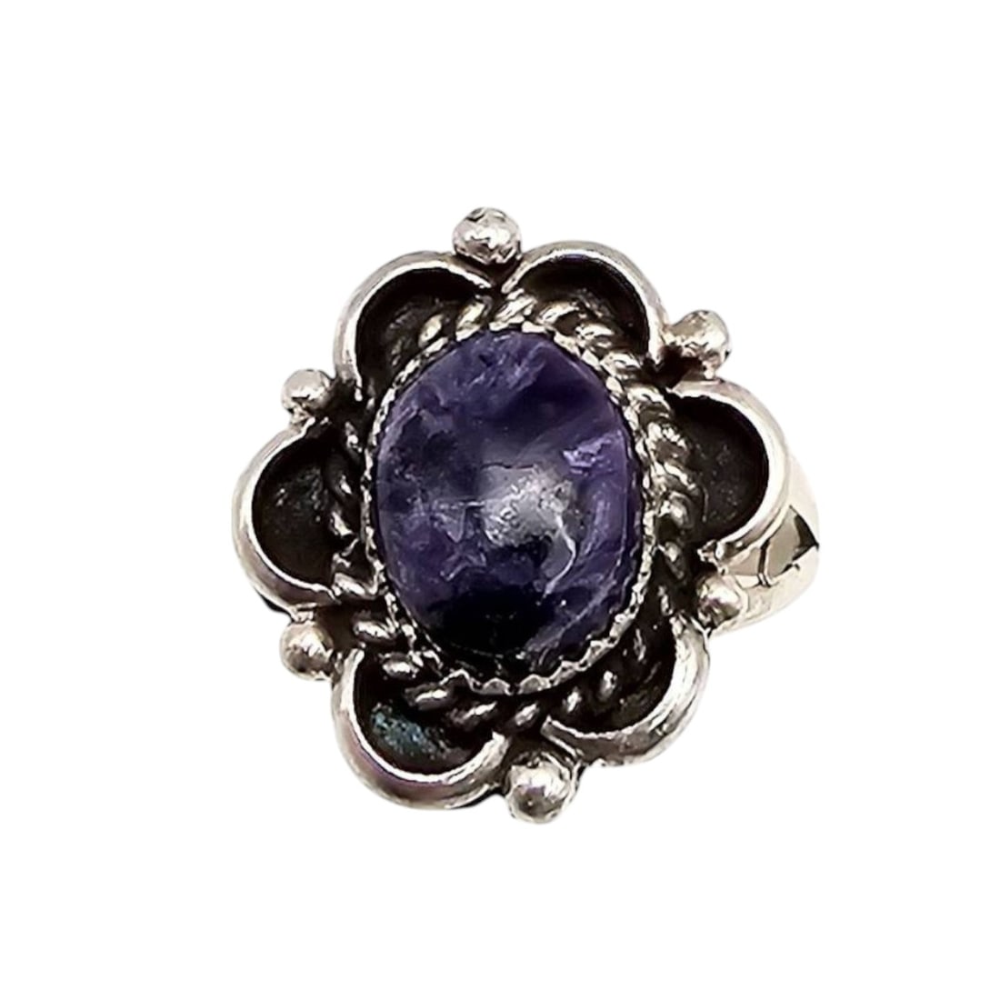 Sterling Navajo Sugilite Ring by Freda Martinez, Size 7 (1 of 5)