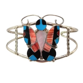 Allison Dishta Zuni Sterling Multi-Stone Butterfly Bracelet