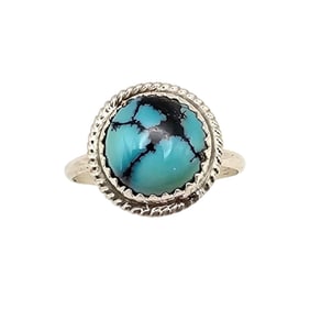 Esther White Navajo Sterling Ring With Kingman Turquoise