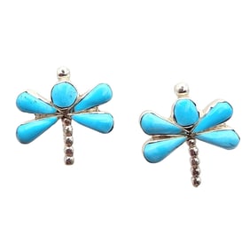 Swain Charley Zuni Sterling Earrings with Kingman Turquoise