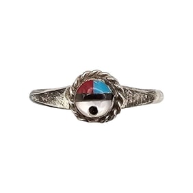 Emerson Vallo Zuni Sterling Multi-Color Sunface Ring, Size 6.5