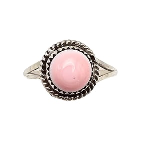 Sterling Pink Conch Ring by Esther White, Navajo , Size 7.5