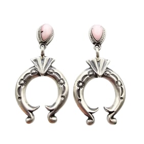 Adrienne Gordon Navajo Sterling Pink Conch Earrings
