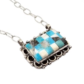 Hada Collection Sterling Turquoise Inlay Necklace