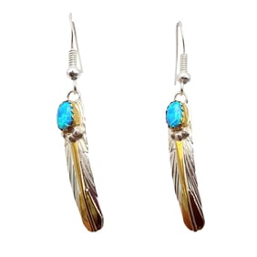 Virginia John Navajo Sterling and 14K Gold-Filled Opal Earrings