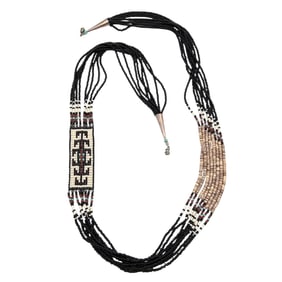 Navajo Multistrand Bead and Heshi Sterling Necklace, 47.8g