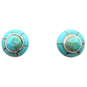Fred Manuelito Navajo Turquoise Stud Earrings