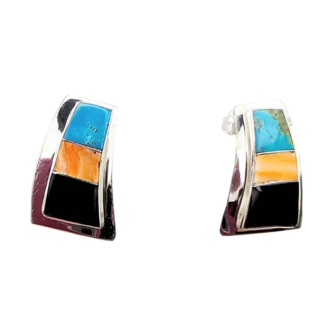Norvin Johnson Navajo Sterling Multi-Color Earrings (1 of 5)