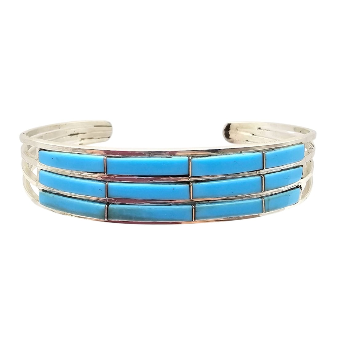 Jamie Johnson Navajo Kingman Turquoise Sterling Cuff Bracelet (1 of 6)