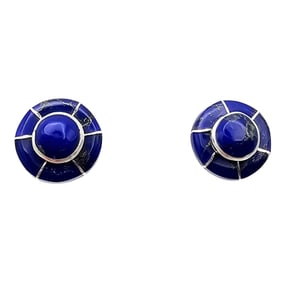 Fred Manuelito Navajo Sterling Lapis Earrings