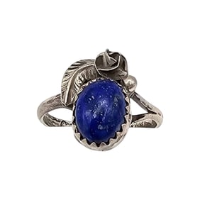 Carolynn Nez Navajo Sterling Lapis Ring, Size 5 1/2