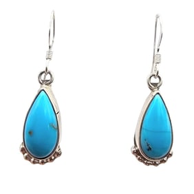 Sharon McCarthy Navajo Sterling Kingman Turquoise Earrings