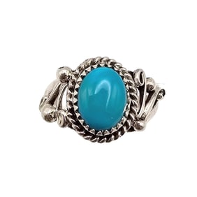 Martha Martinez Navajo Sterling Kingman Turquoise Ring, Size 6