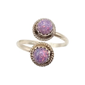 Sterling Opal Stone Adjustable Ring by Esther White, Navajo